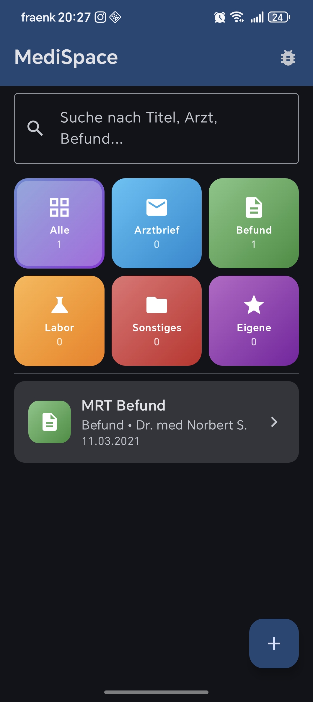 MediSpace Hauptscreen